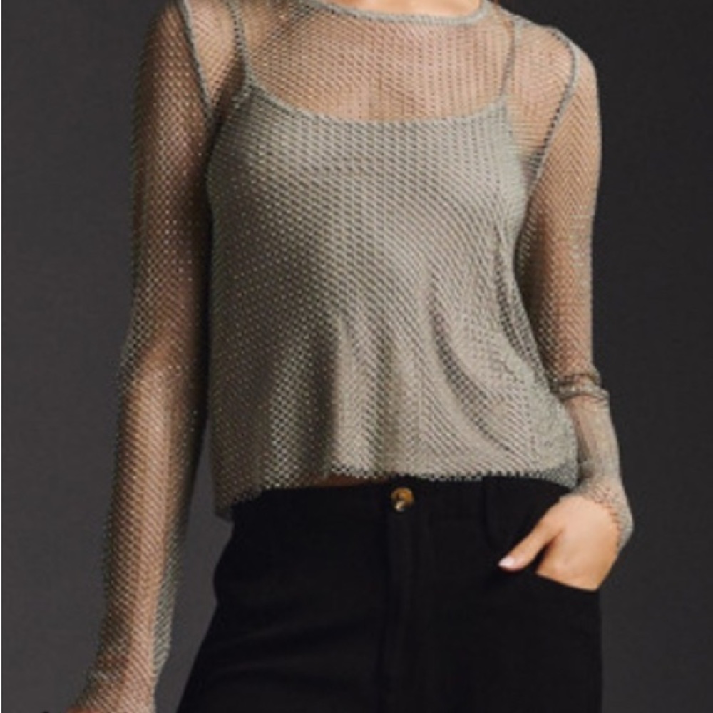 Shiny Sheer Mesh Top